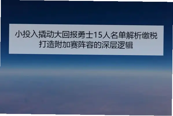 低成本补强阵容：为何要重视双向球员？